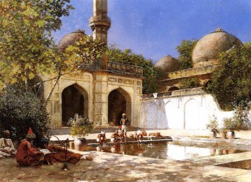  Egipcio Pintura Art%c3%adstica - Figuras en el patio de una mezquita india persa egipcia Edwin Lord Weeks